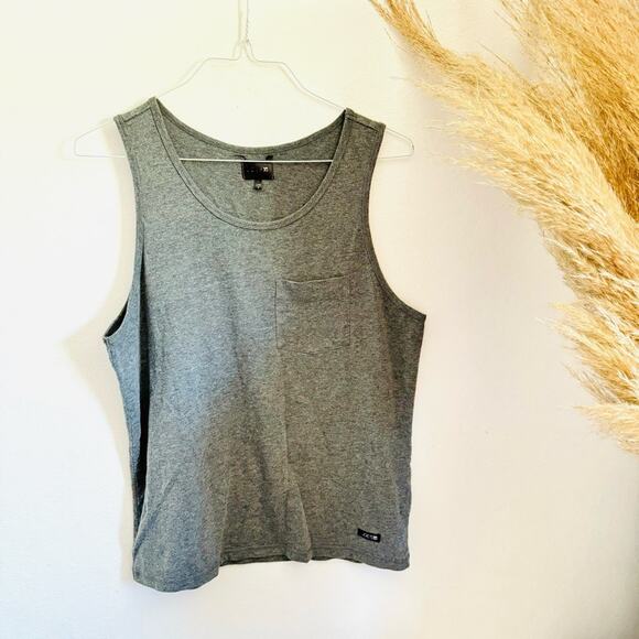 MENS JOES JEANS Dark Heather Grey Gray Sleeveless Tank Top Relax Shirt Pocket S - Picture 3 of 8